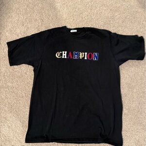 Champion Black Tee with Colorful Logo